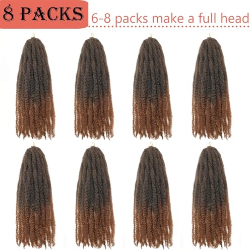 BYKSVIOC 8 Packs Marley Twist Braiding Hair 24 Inches Brown Afro Kinky Curl Variation 1B/30