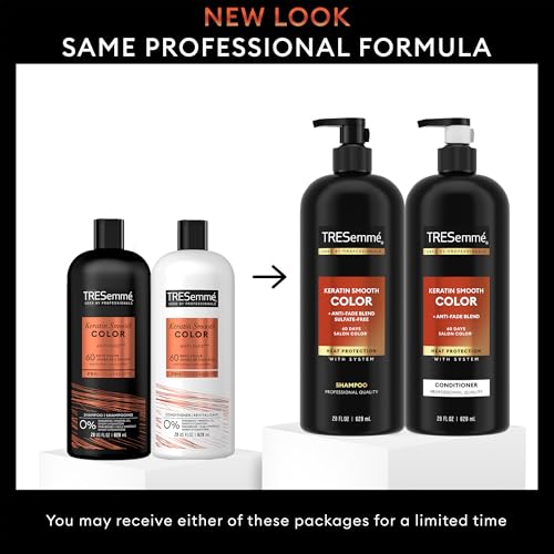 TRESemm? Shampoo and Conditioner, Keratin Smooth Color ? Anti-Fade, Anti-Frizz Hair Products for Color-Treated Hair, 28 Oz Ea