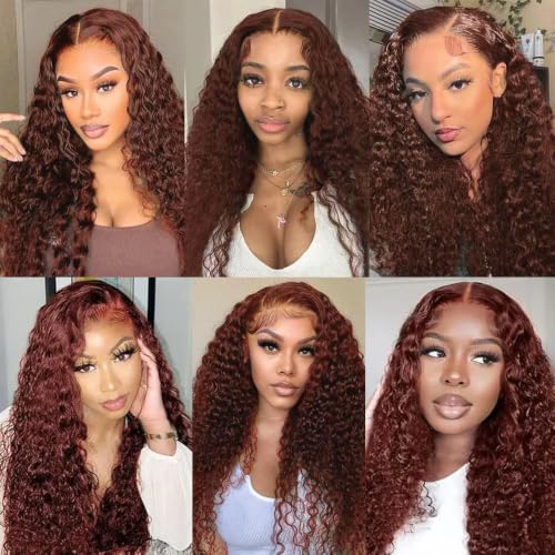 Reddish D Copper Reddish Brown Deep Wave Hair Bundles - 18 20 22 Inch Virgin Brazilian Remy Extensions - Unprocessed Hair for Black Women