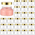 Mumufy 36 pcs 8 oz Clear & Gold Plastic Cosmetic Jars with Lids, Pack of 36