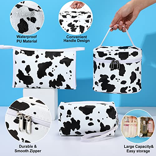 Set of 6 Cow Print Travel Makeup Bags Waterproof Cosmetic Organizer