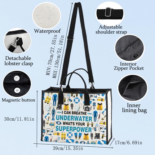 LEVLO Scuba Diving Cosmetic Bag Diving Lover Gift I Can Breathe Underwater What's Your Superpower Make up Zipper Pouch Bag For Scuba Diver (I Can Breathe LT)