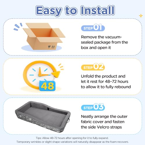 Toddler Travel Bed Foldable Portable Floor Mat Gray - For 3-6 Year Olds