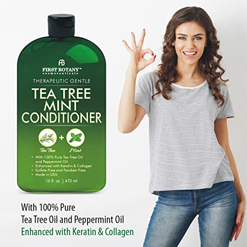 First Botany Tea Tree Mint Shampoo & Conditioner Set for Hair Loss & Dandruff - Sulfate Free, 16 Fl Oz, Variation: Tea Tree Mint