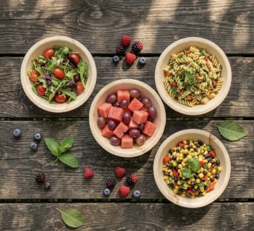 Charity Leaf Disposable Bamboo 6-Inch Round Dipping Bowls - Eco-Friendly 200 pcs