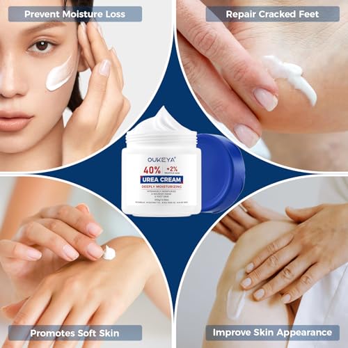 OUKEYA Urea Cream Intensive Foot, Hand & Body Cream for Very Dry, Cracked, Rough Skin on Heels, Knees & Elbows (12.35 Ounce)