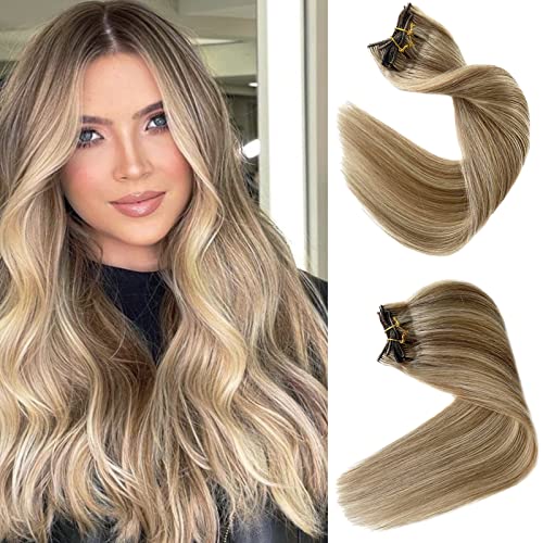 Valiilo 16 Inch Blonde Highlight Remy Clip-In Hair Extensions - Seamless 7-Piece Set