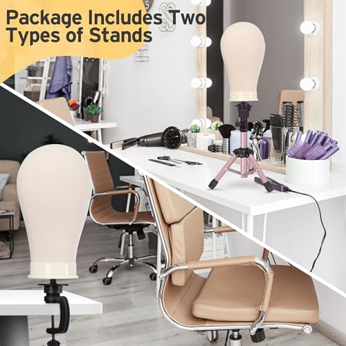 Klvied Rose Golden Wig Mannequin Stand with Head - 22.4 Inch Desktop Display