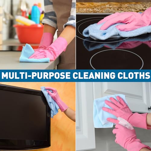 Microfiber Towels Bulk Set - 400 Pack, 12x12 Inches, 5 Colors, Reusable Cleaning Cloths