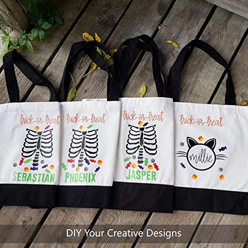 Black/White Cotton Canvas Tote Bags 24-Pack Large Reusable Grocery Shopping Bags
