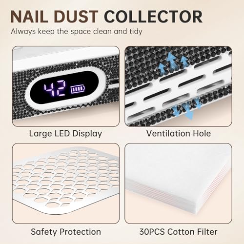 Rechargeable Nail Dust Collector - Black, Professional & Portable by CHRISTINE SHELLY