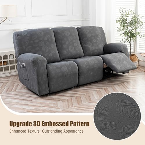 Gennia Waterproof Recliner Sofa Cover 3-Seat - Dark Gray, 72-90 Inches Variation