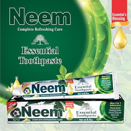 Neem Essential Toothpaste 6-Pack - Fluoride-Free 5 in 1 Oral Care