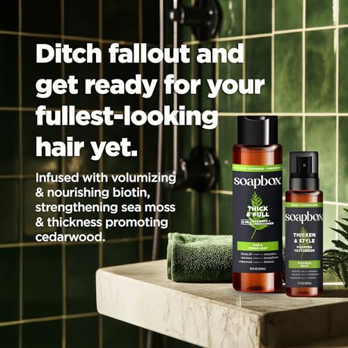 Soapbox Men's Thick and Full 2 in 1 Shampoo and Conditioner Men, Natural Mens Shampoo and Conditioner, Oak & Cedar Leaf, 16oz