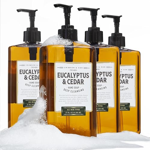 Deep Cleansing Hand Soap with Pump Dispenser - Eucalyptus & Cedar - 17 Fl Oz Pack of 4