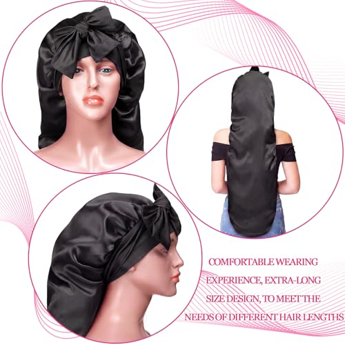 Chic 3-Pack 40-Inch Satin Bonnet for Sleeping Long Hair Protection