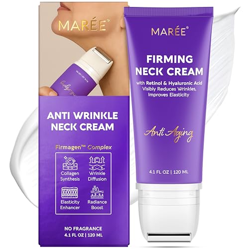 MAREE Neck Cream with Face Roller ? Neck Creams For Tightening and Firming ? Pro Retinol & AH-8 Firming Neck Cream Roller - Face Double Chin Wrinkle Cream for Women - Crema Reafirmante Para el Cuello
