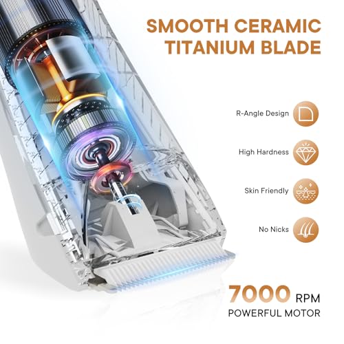 TEENOVA White 2-in-1 Body & Groin Hair Trimmer for Men - Waterproof, Cordless with LED