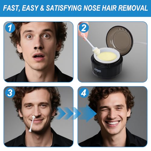 Nose Wax Kit Men, Mini Wax Warmer for Nose Eyebrow Ear Hair Removal, waxing kit with USB Fast Heat£¬including 100g Beads & 30 Sticks£¬Portable wax machine, suitable for home travel use - black