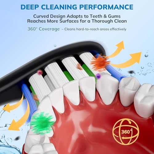 Replacement Toothbrush Heads for Philips Sonicare 16 Pack Black - Soft Bristles