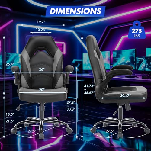 Sweetcrispy Gaming Computer Desk Chair with Lumbar Support PU Leather