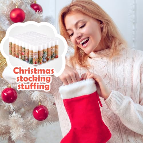 Vintage Christmas Lip Balm Set - Retro 48 Pcs Holiday Gift with Jasmine Flavor