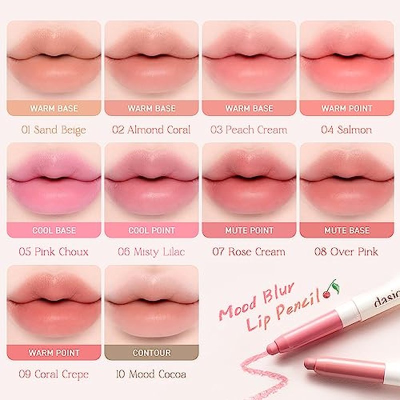 dasique Mood Blur Lip Pencil, 07 Rose Cream, 0.03 oz (0.9 g)