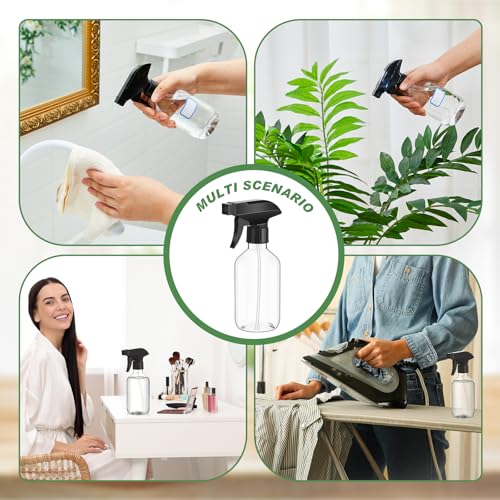 10oz Plastic Spray Bottles Bulk Pack - Clear, Adjustable Nozzle, 9 Pack with Nozzles & Accessories (Variation: Regular, Clear, 10oz/300ml)
