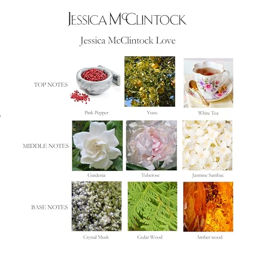 Jessica McClintock Love Eau De Parfum Spray for Women 3.4 oz - Bright Floral Fragrance with Gardenia Jasmine & Amber