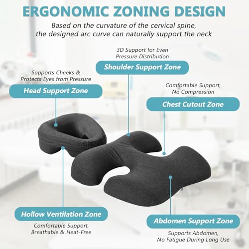 Dark Gray Face Down Massage Pillow for Sleeping - Non-Slip, Removable Cover