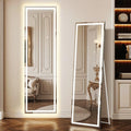 White LED Full Length Mirror 56x16 Inches with Lights, Dimmable & 3 Color Modes - Standing, Leaning, Wall Mountable Vanity Mirror