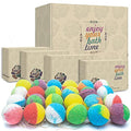 Organic Bath Bomb Set with 24 Moisturizing Essential Oil Fizzies - Gift Box Collection