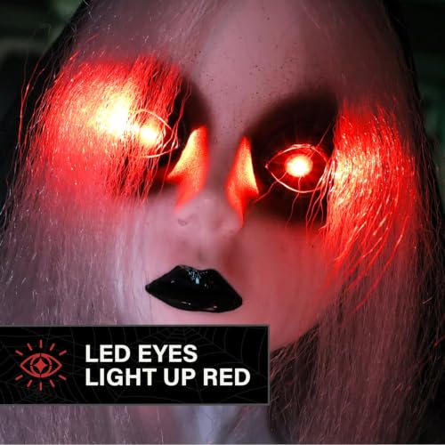 36-Inch Haunted Winged Creepy Girl Animatronic Halloween Decor