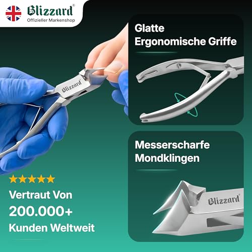 Blizzard Heavy Duty Toe Nail Clippers with Moon Head - 14cm for Thick Nails, Ingrown & Hard Toenails - German Steel Podiatry Tool, Smooth Handles