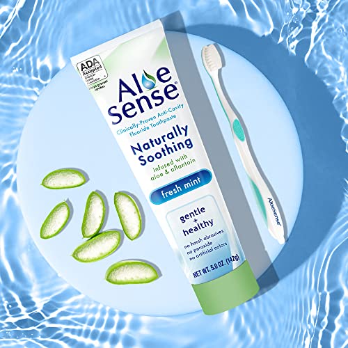 AloeSense Natural Toothpaste for Sensitive Teeth & Gums - 5oz Pack of 3 - Aloe Vera & Allantoin