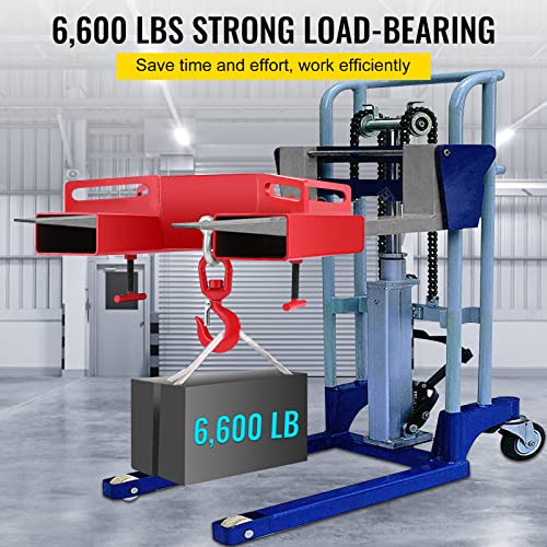 6600LBS Forklift Lifting Hook with Swivel, Heavy Duty Carbon Steel, Red