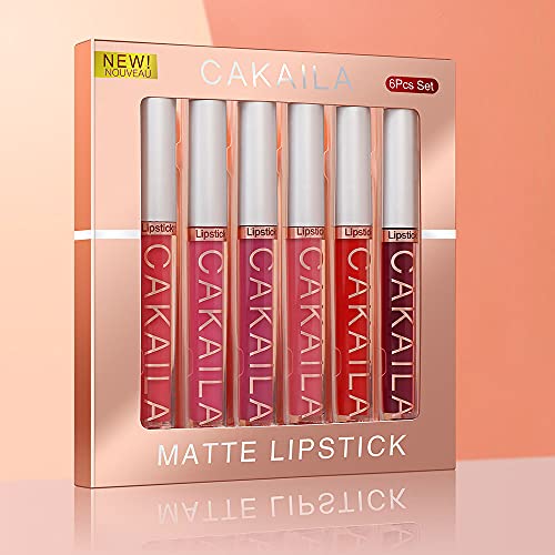 KARNAR 6Pcs Lipstick Matte Liquid Lipstick Lipgloss Set for Women labiales mate 24 horas originales matte larga duracion 24 Deep Red Original 24 Hour Lipstick Lip Stain Long Lasting Waterproof