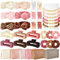 Zeyune 36 Pcs Gifts Sets Bulk for Tween Teen Women Preppy Party Favors Set Preppy Makeup Bag Hair Pin Scrunchies Headbands Bracelets Trendy Stuff Gift for Women Friend Birthday Present(Pink Series)