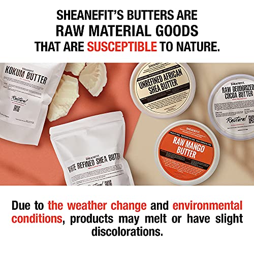 Sheanefit Raw Unrefined African Shea Butter in Containers Great Moisturizer, Hair Mask, Soften Tough Skin (Yellow - 16 Oz)