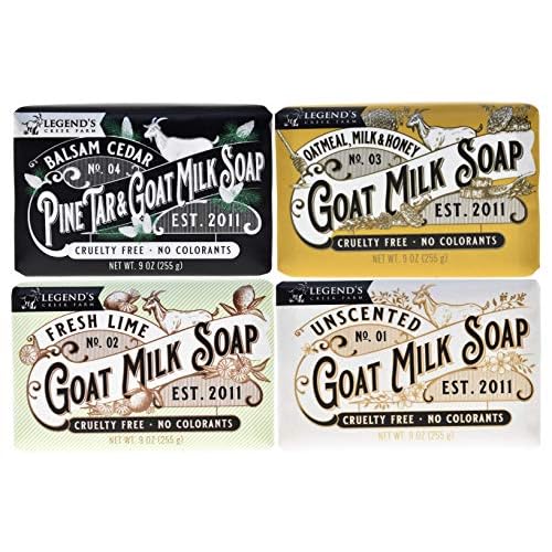 Legend's Creek Farm Goat Milk Soap - Triple Milled Moisturizing Bar for Hands and Body - 9 Oz Creamy Lather, Nourishing, Natural Soap for Sensitive Skin (Assorted Bundle)