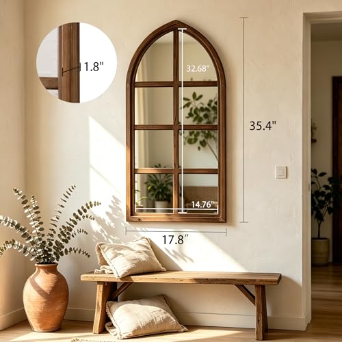 Sintosin Farmhouse Cathedral Window Pane Mirror Wall Decor - Style1, 18 x 36 Inch