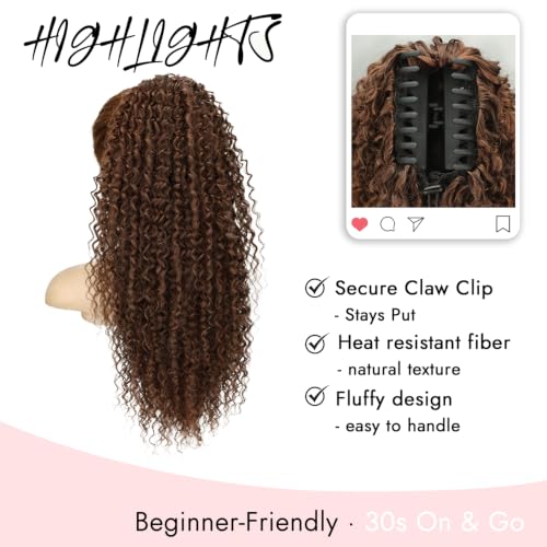 Curly Ponytail Extension 20 Inch Clip-In Hair Extensions for Women - Instant Volume & Natural Bounce