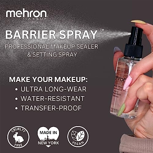 Mehron Makeup Barrier Spray 2 Fl Oz Pack of 2 - Long-Lasting Face Setting Spray