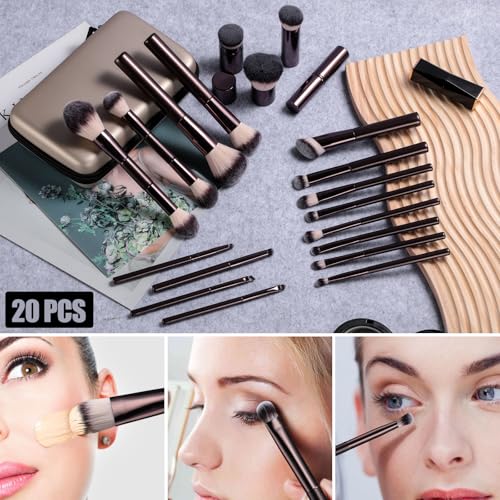 BS-MALL Professional Makeup Brush Set With Portable Case Triangle Puff 14 Pcs for Liquid, Cream, and Powder