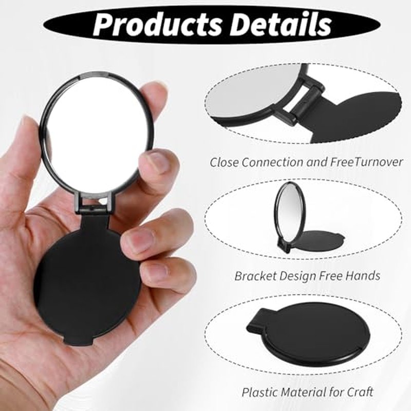 100 Pcs Round Compact Mirrors for Purse Mini Folding Mirrors Portable Pocket Mirror Travel Makeup Small Mirror for Women Daily Use (Black and White)