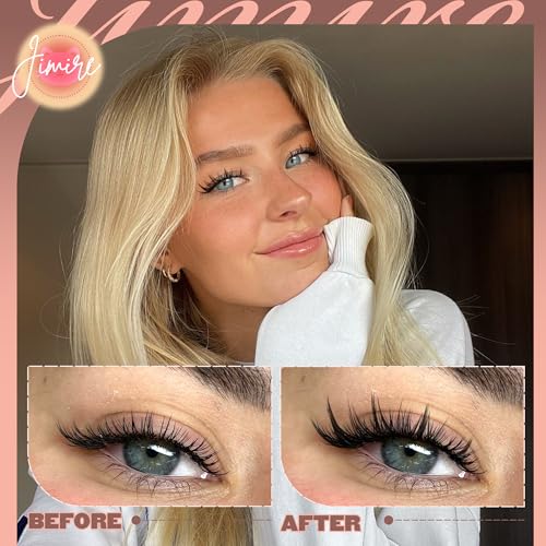 JIMIRE Manga Lash Clusters Natural Look Anime Eyelash Clusters Cute 8-14MM Wispy Fairy Cluster Eyelash Extensions with Spiky 100 Pcs Manga Individual Lashes with Thin Band