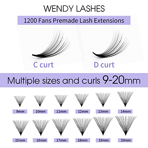 Premade Volume Lash Extensions 1200pcs 20D C Curl 9-12mm Variation of THIS listing