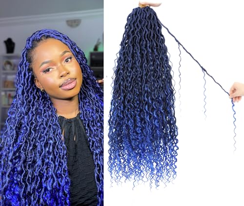 Alimiriam Blue River Locs Crochet Hair 22 Inch Boho Goddess Faux Locs, 8 Packs for Black Women