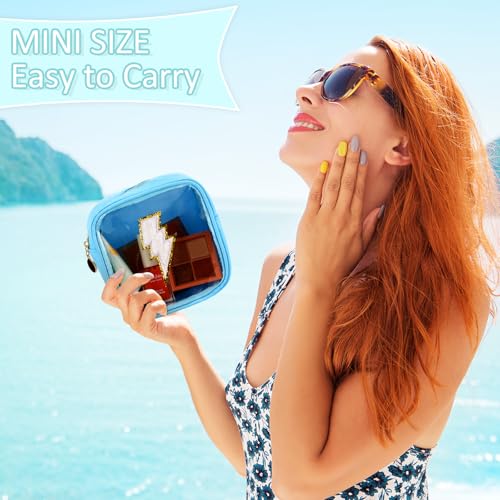 Mini Makeup Bags Set - 6 Pcs Preppy Macaron Colors, Nylon Travel Organizer, Cute & Durable