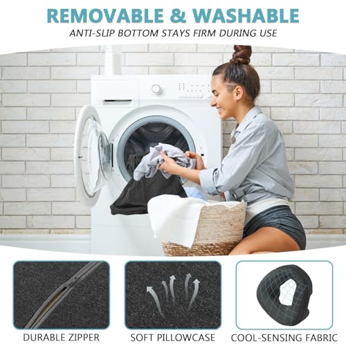 Dark Gray Face Down Massage Pillow for Sleeping - Non-Slip, Removable Cover